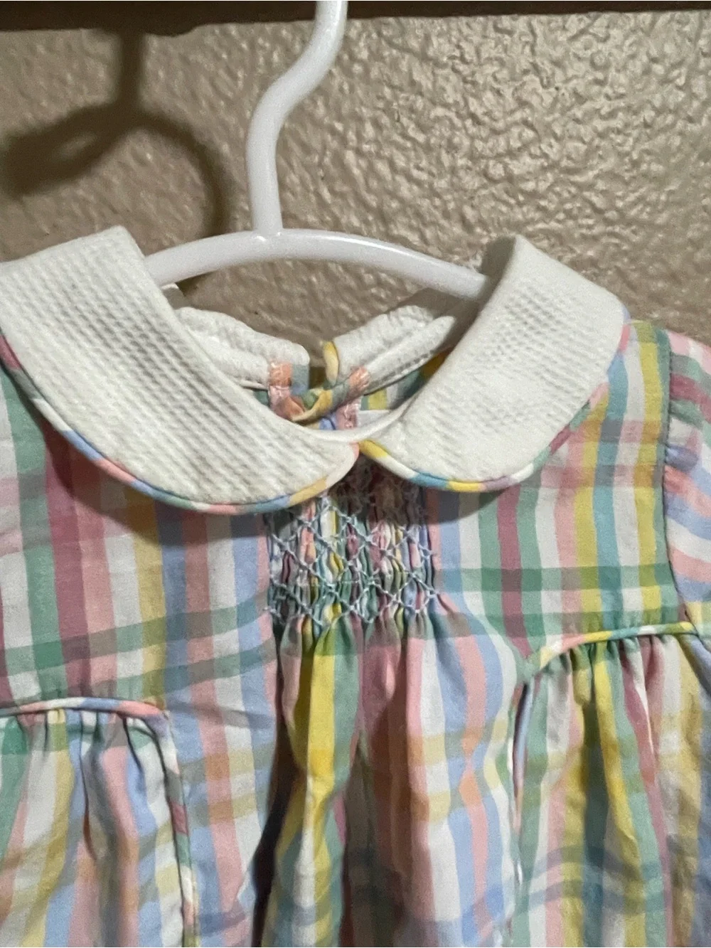 Pastel Plaid Peter Pan Collar Baby Romper